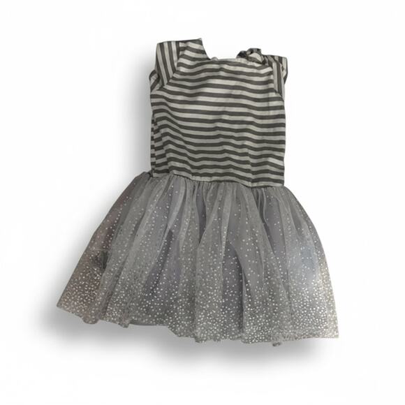 Pippa & Julie Dress 4T – Gray Stripe Top with Sparkle Tulle - Picture 1 of 2